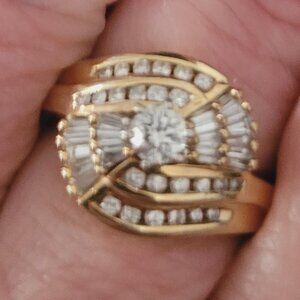 Size 10 solid 14 k  gold wedding or coctail ring